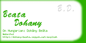beata dohany business card
